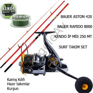 Bauer Aston 420 Rapıdo 8000 Surf Kamış set