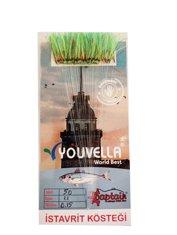 İstavrit Kösteği UV-GLOW Simli Youvella Kartonda 50 Kırmızı İğne 015mm Köstek