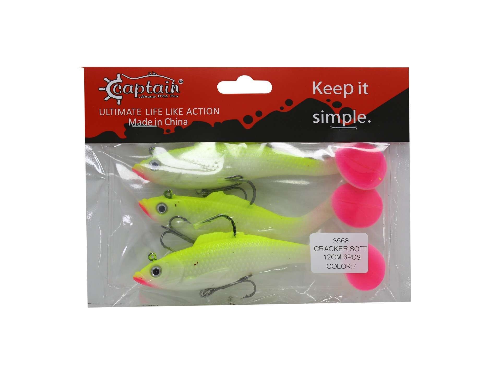 Captain 3568 Cracker Soft 12cm Levrek Turna Silikonu 3lü Set Suni Balık 7