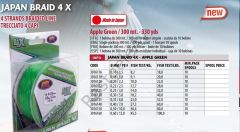 Lineaeffe 300 mt 4 örgü yeşil ip(made in japan) 0,30 mm