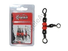 Captain 5129 Üçlü Boncuklu T Fırdöndü 6'lı Paket Black Nikel