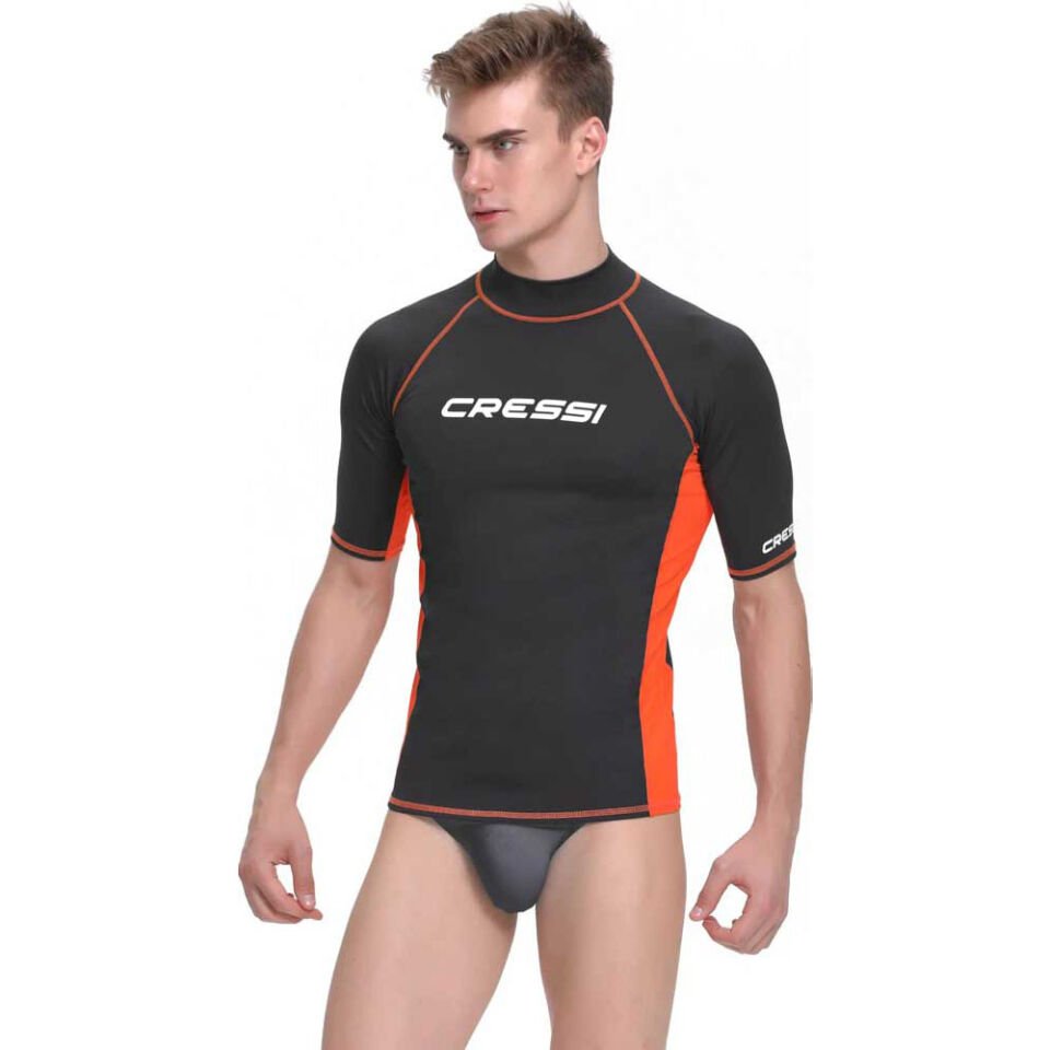 Cressi Rash Guard Man T-Shirt BLACK - ORANGE - S - NO:2