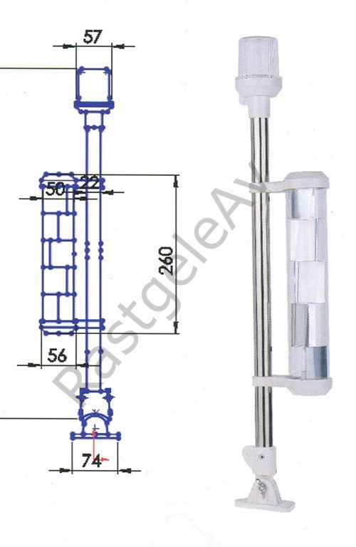 Remkay Fenerli Radar Reflektörlü Işıklı Krom Bayrak Direği Katkanabilir Ayaklı