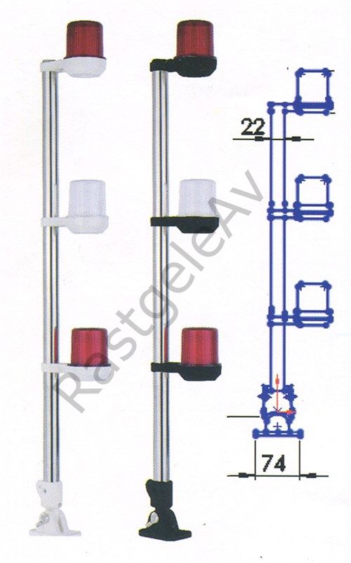 Remkay 3 lü Arıza Feneri Krom 60 cm Katlanabilir Ayaklı