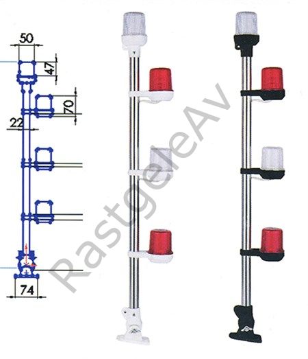 Remkay 4'lü Çıpa Fenerli Arıza Direği Krom 70 cm Katlanabilir Ayaklı