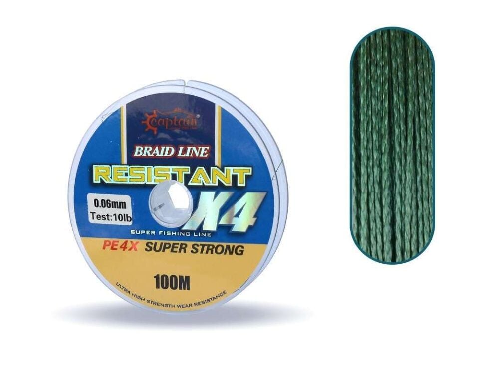 Captain Resistant PE 4 Kat İp Misina 100mt Yeşil