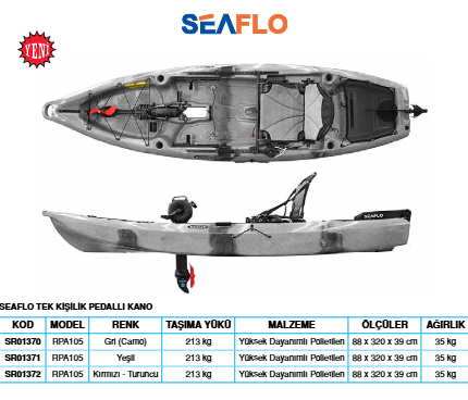 Seaflo Tek Kişilik Pedallı Balıkçı Kano