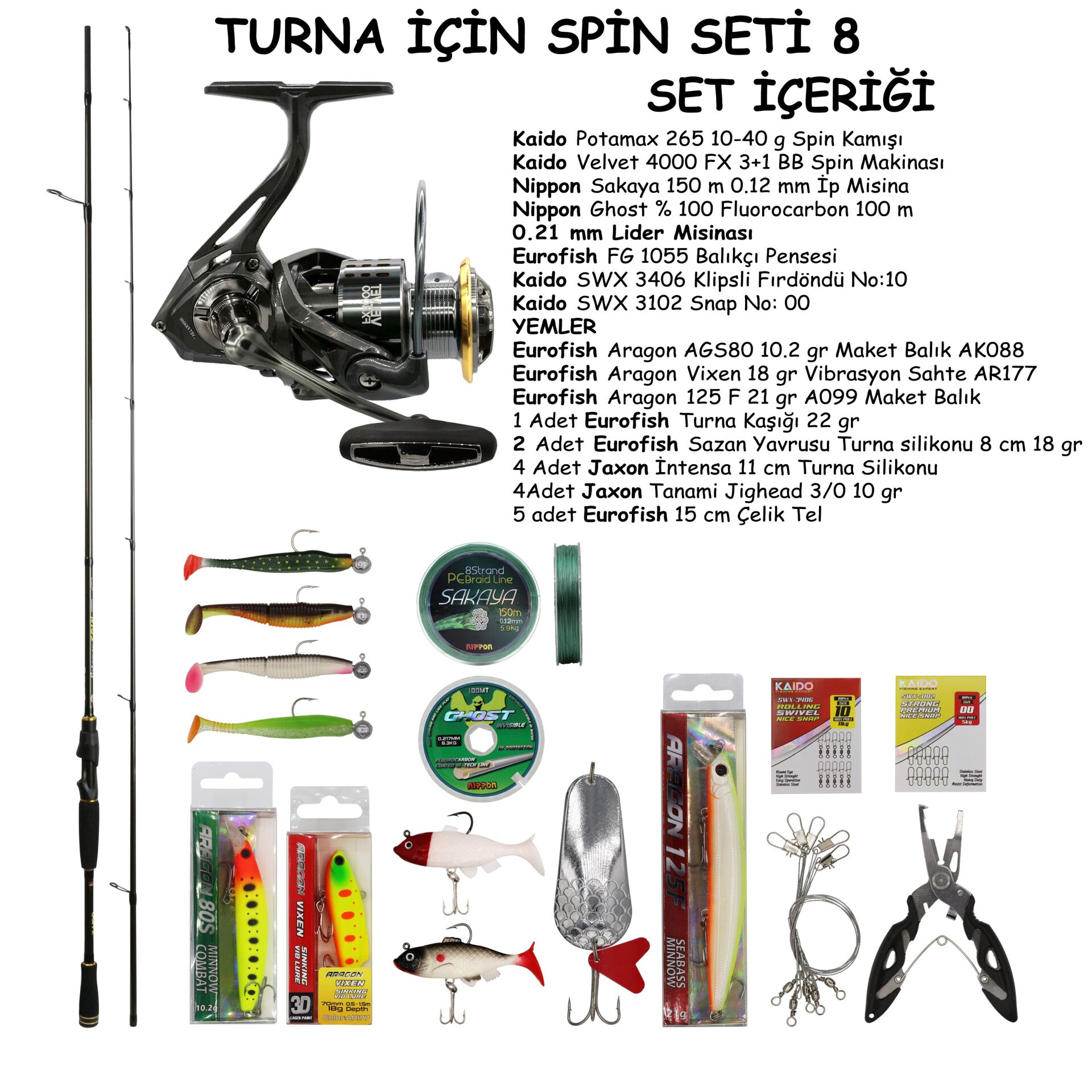 TURNA AVI İÇİN SPİN OLTA SETİ 8