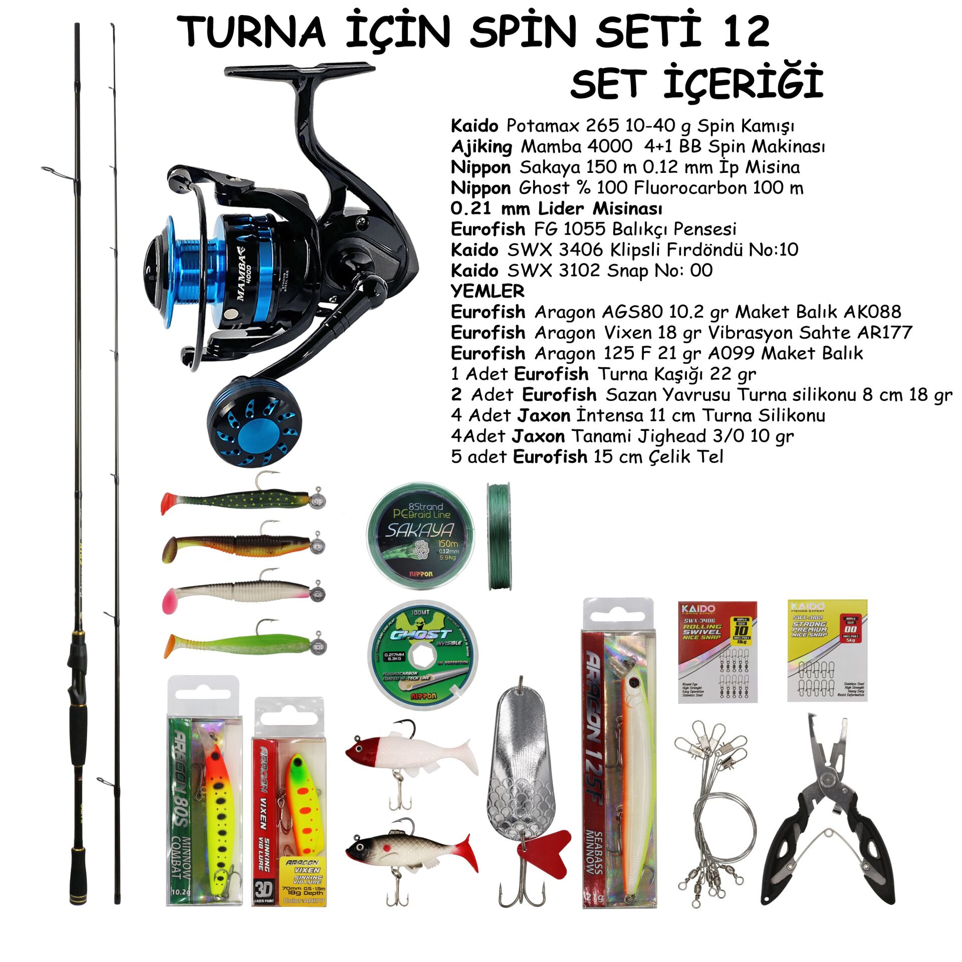 TURNA AVI İÇİN SPİN OLTA SETİ 12