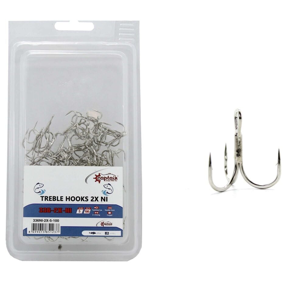 Captain 336 Üçlü İğne Sahte Balık İçin 100lü Kutu Nikel