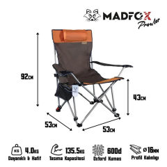Madfox Prowler 3 Kademeli Yatabilen Kamp Sandalyesi Brown/Orange