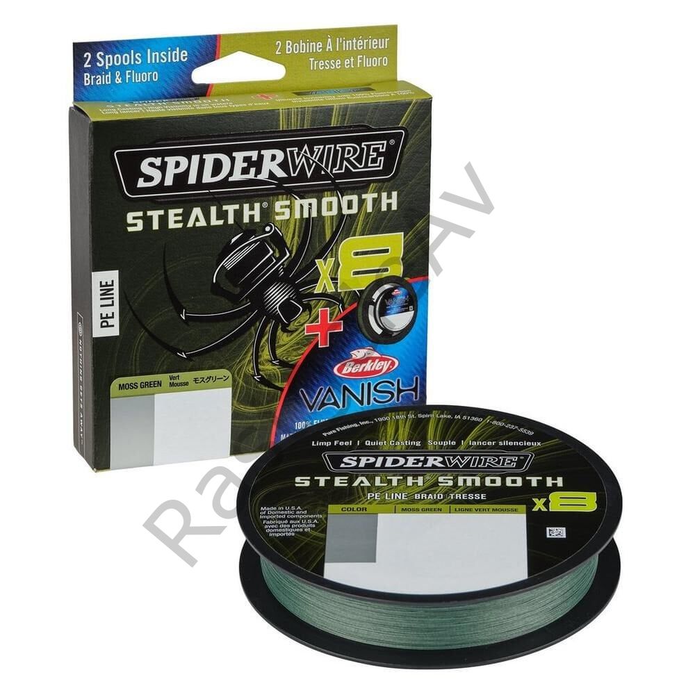 Spider Wire 8 Braid & Fluorocarbon Duo Spool System 150 & 50m Moss Green/Clear 0.09 & 0.30mm