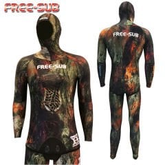 Free-Sub Aspendos Desen Yamamoto Kumaş Serbest Dalış Elbisesi 7mm