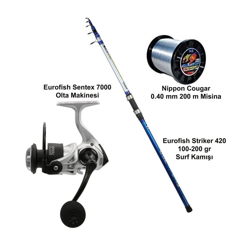 Eurofish Striker 420 100-200 gr + Eurofish Sentex 7000 Gri Olta Seti