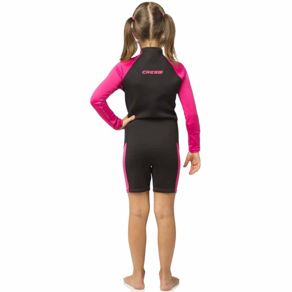 Cressi Little Shark Junior Shorty LS Dalış Elbisesi BLACK / PINK - 2MM - 7/8 YAŞ
