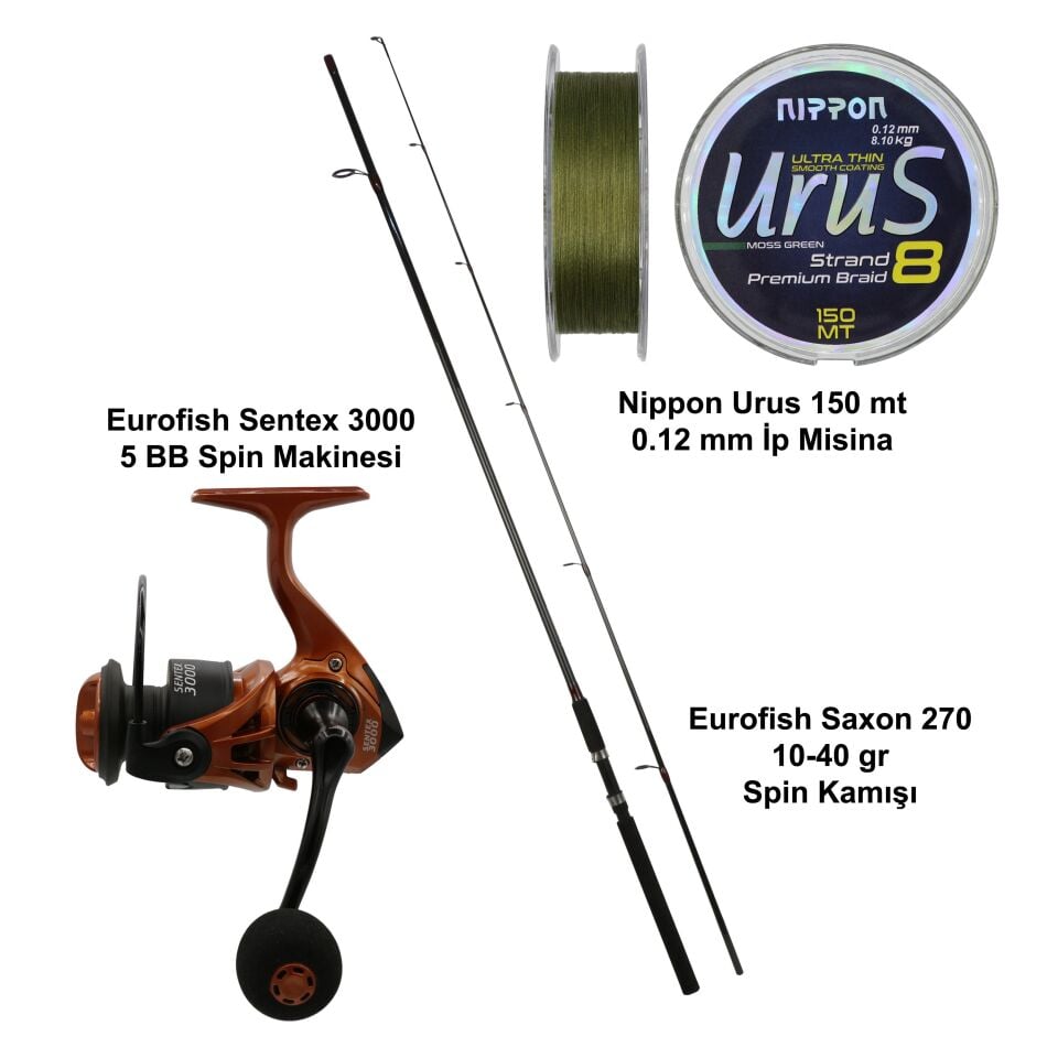Eurofish Saxon 270 cm 10-40 gr + Eurofish Sentex Brown 3000 Spin Olta Seti