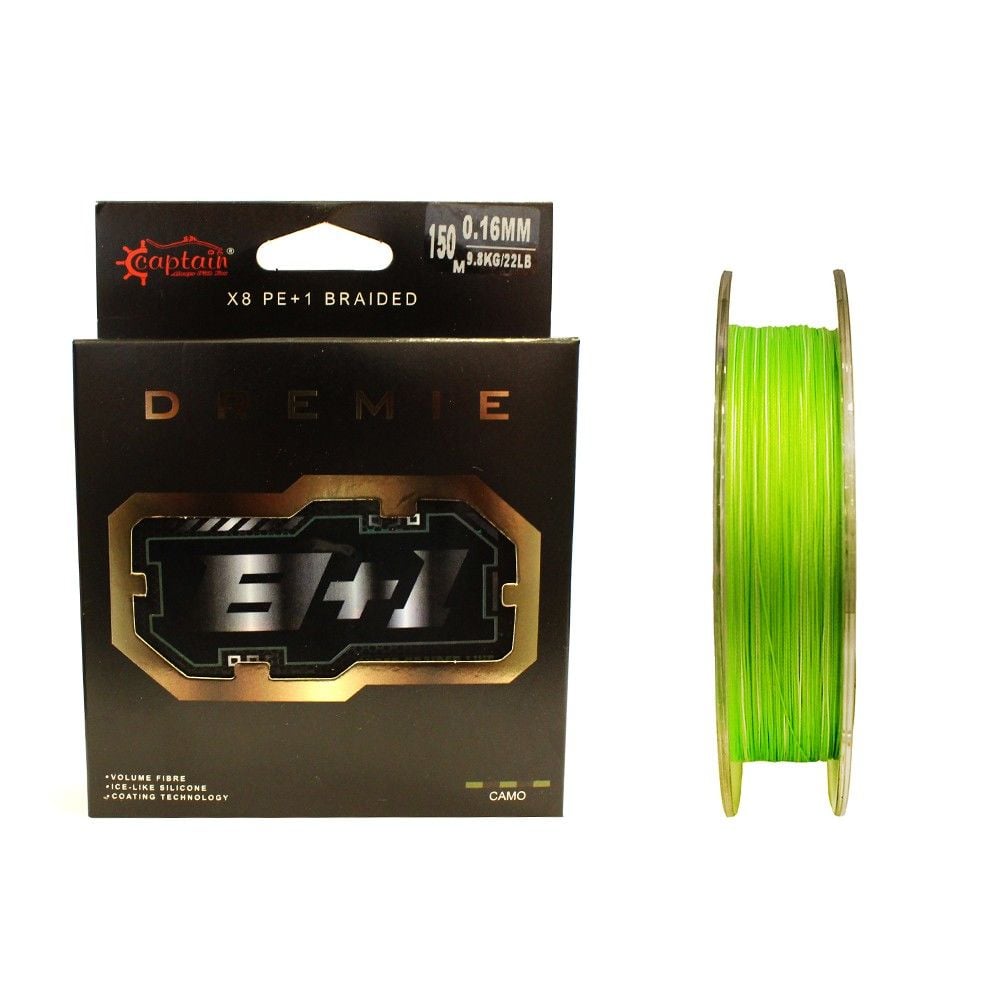 Captain Dremie 8+1 Silicone Coating İp Misina 150mt Green White