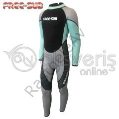 FREE-SUB ÇOCUK SÖRF ve DALIŞ ELBİSESİ TURKUAZ 3MM