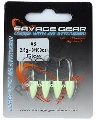 Savage gear LRF Micro sandeel jigghead 2g #8 4pcs Glow  Suni Yem