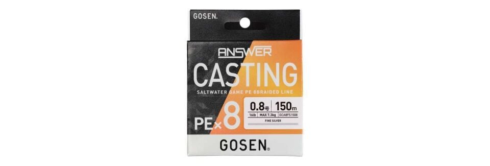Gosen Answer Casting PE 8 Örgü Spin İpi 150mt Fine Silver Color