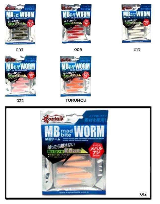 Captain 3518 Mad Bite Earth Worm 4 cm Aromalı LRF Silikon Yem 8li Set 012