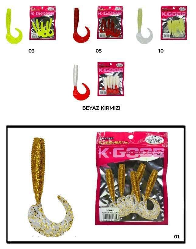 Mutant 3545 Runner Tail 8cm Levrek Silikonu 5li Paket Suni Yem