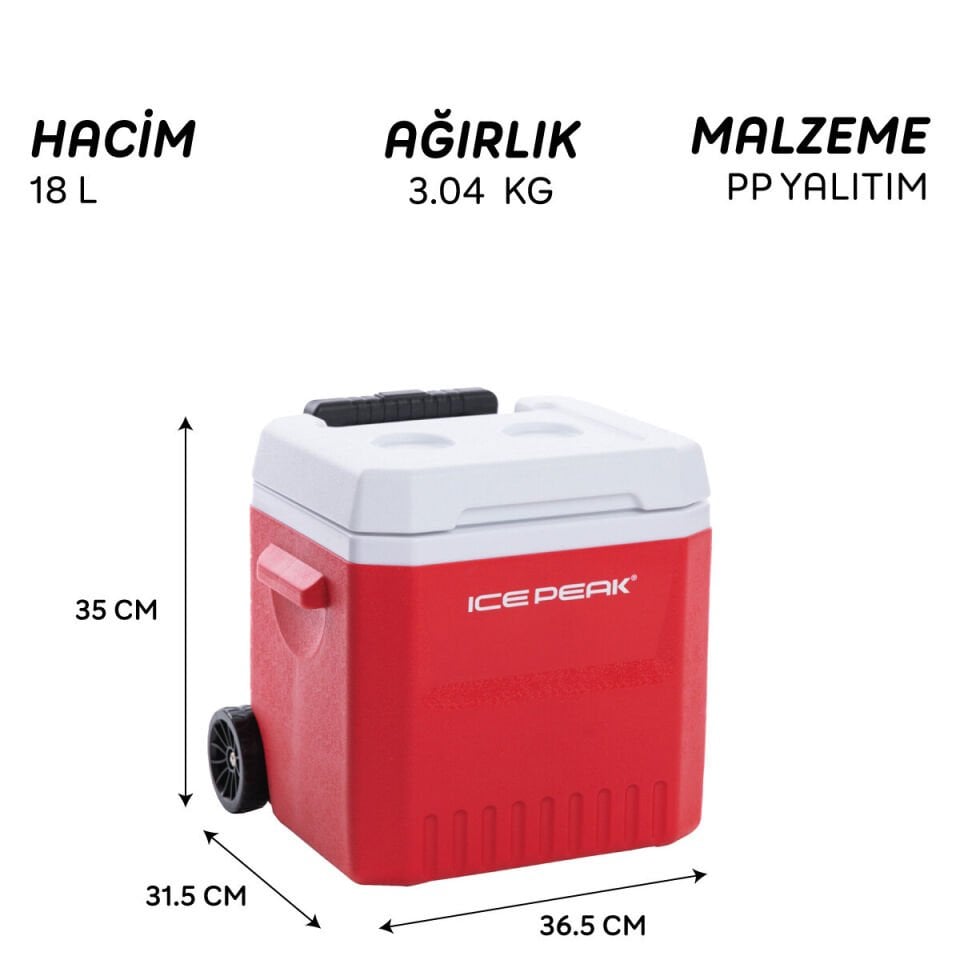 Icepeak IceCube Tekerlekli Buzluk 18 Litre KIRMIZI