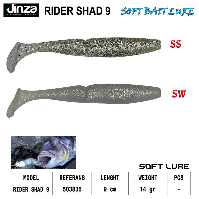 Jinza Rider Shad 90 mm 14 gr Silikon Balık