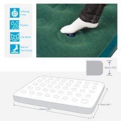 Jilong 26087 Flocked Entegre Pompalı Yeşil Çift Kişilik Şişme Yatak