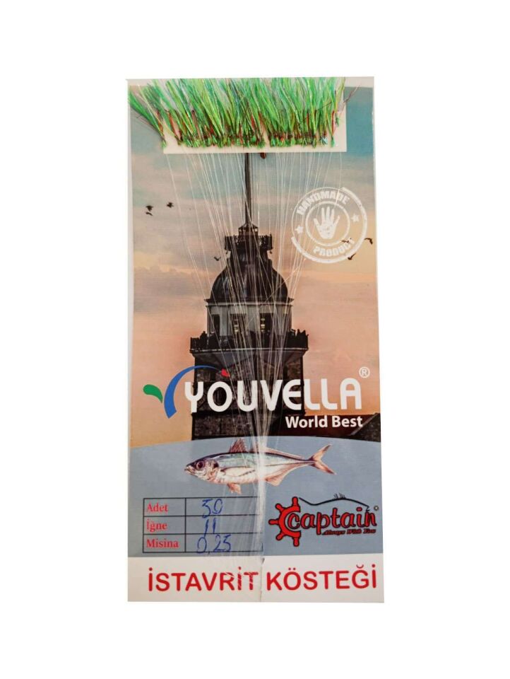 İstavrit Kösteği UV-GLOW Simli Youvella Kartonda 50 Kırmızı İğne 015mm Köstek 66
