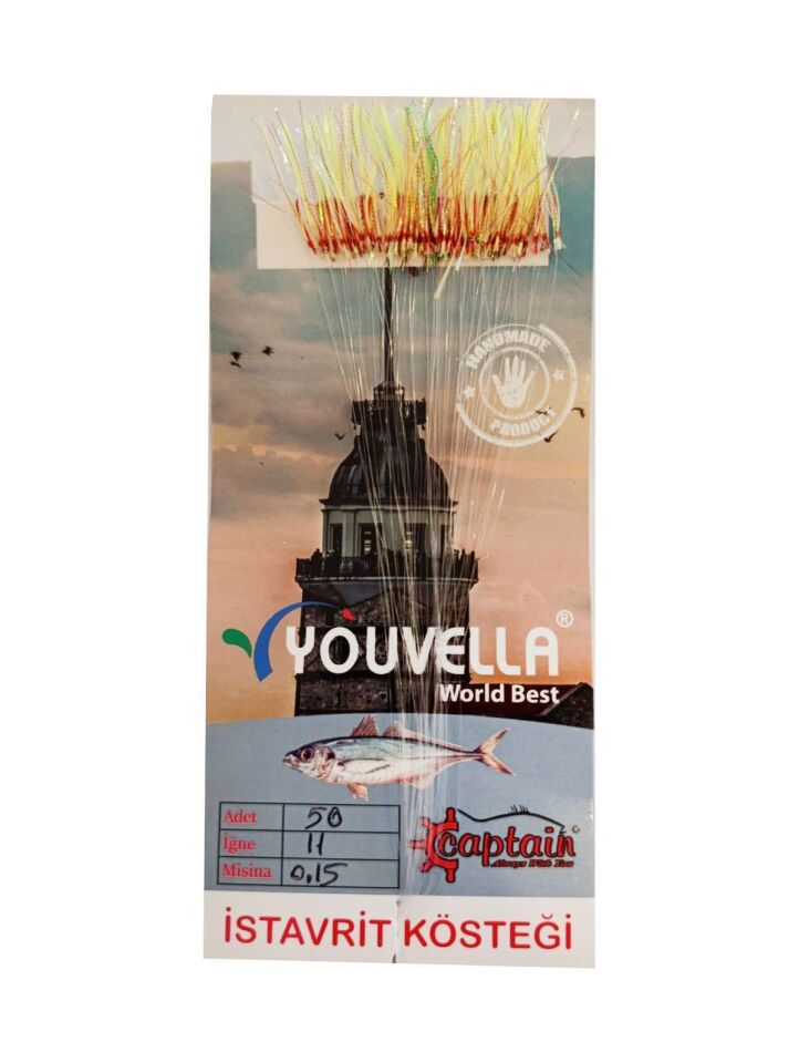 İstavrit Kösteği UV-GLOW Simli Youvella Kartonda 50 Kırmızı İğne 015mm Köstek 76