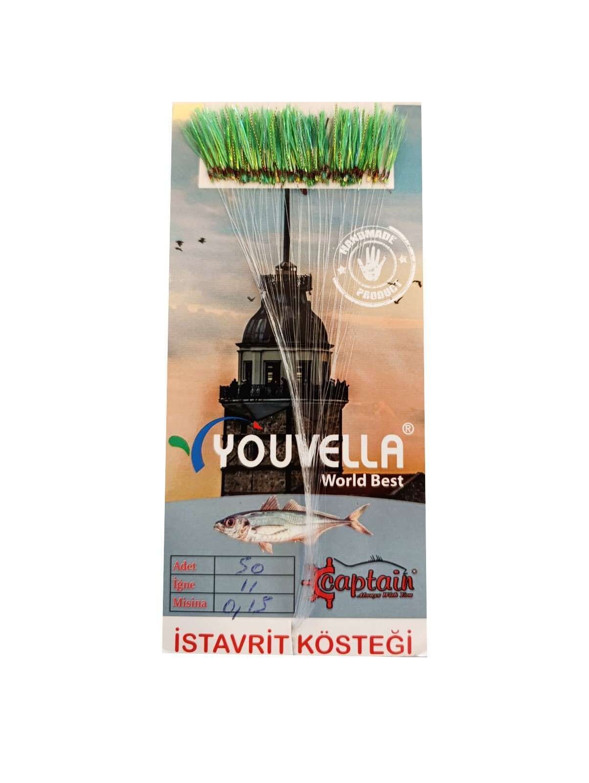 İstavrit Kösteği UV-GLOW Simli Youvella Kartonda 50 Sarı İğne 015mm Köstek
