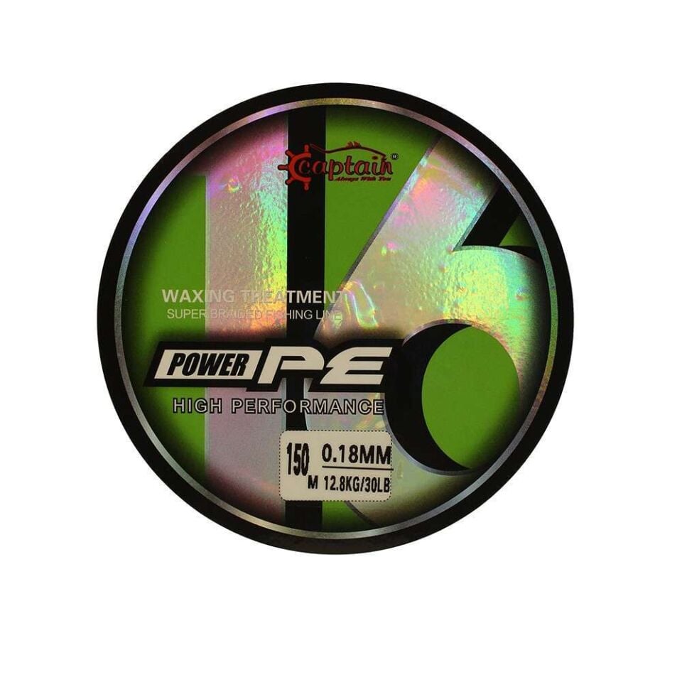 Captain X16 Power PE 16 Örgü Spin İp Misina 150mt Light Green