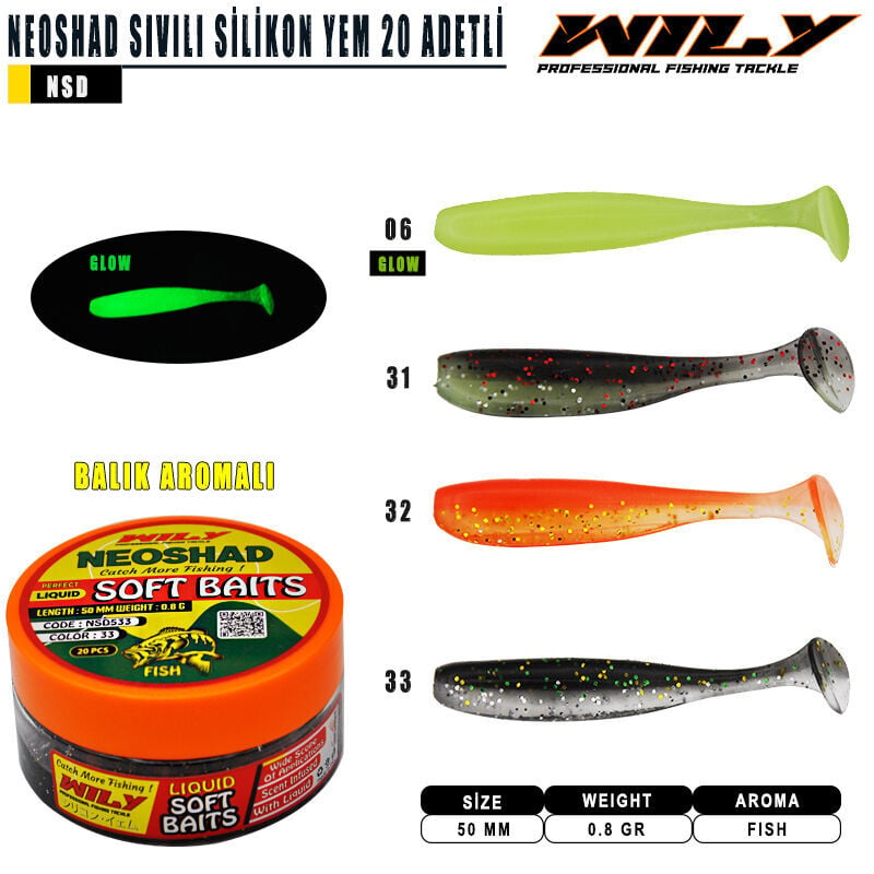 Wily Neoshad Sıvılı Silikon  70 mm 20 Adetli