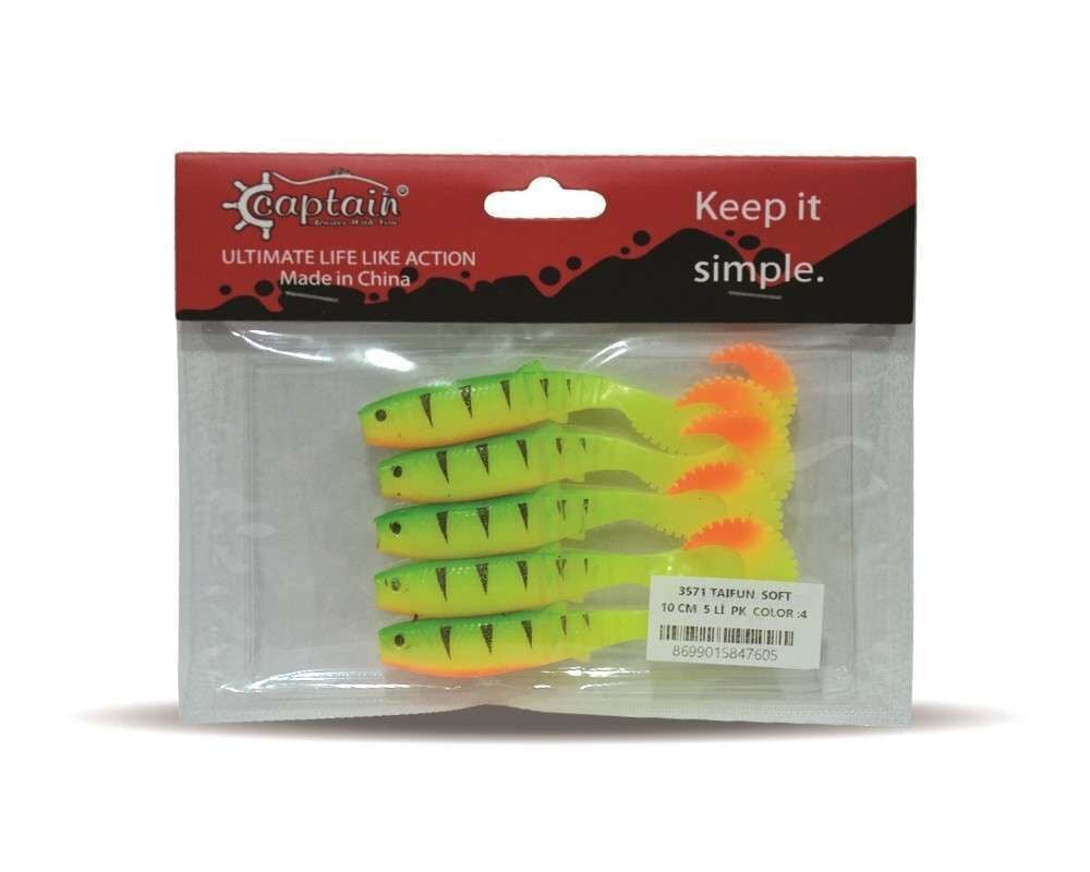 Captain 3571 Taifun Soft 10cm Levrek Silikonu 5li Paket Suni Yem