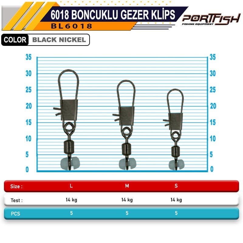 Portfish BL-6018 Boncuklu Gezer Klips