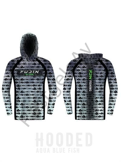 Fujin Performance Hooded Kapüşonlu T-Shirt Aqua Blue Fish