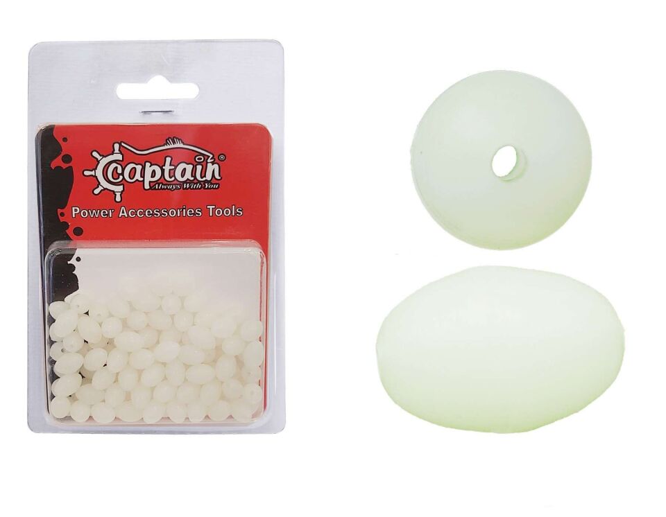 Captain  Glow Boncuk Oval Çapari ve Takım Boncuğu 100lü Paket Standart - 8 MM