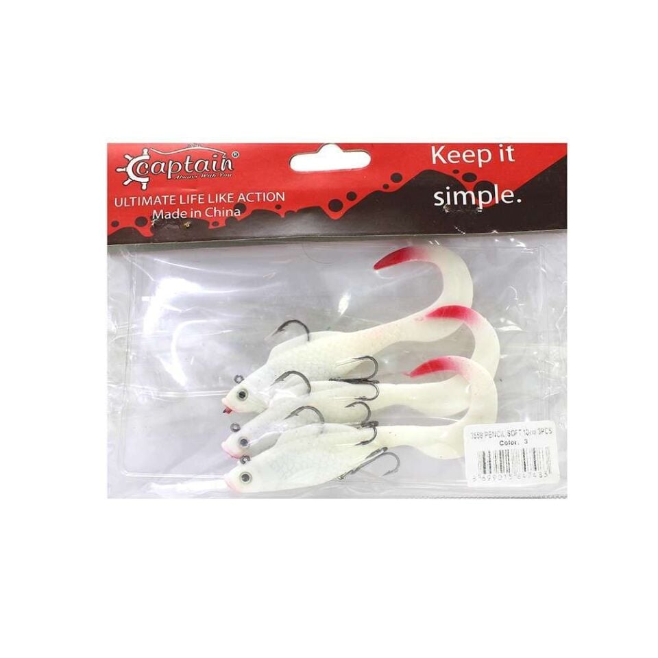 Captain 3559 Pencil Soft 10cm Levrek Silikonu 3lü Suni Balık