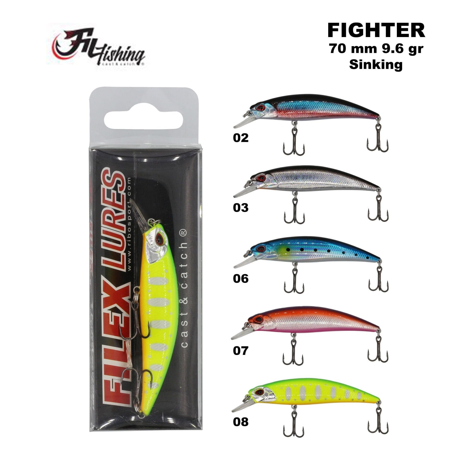 Filex Lures Fighter Sinking Maket Balık 70 mm 9.6