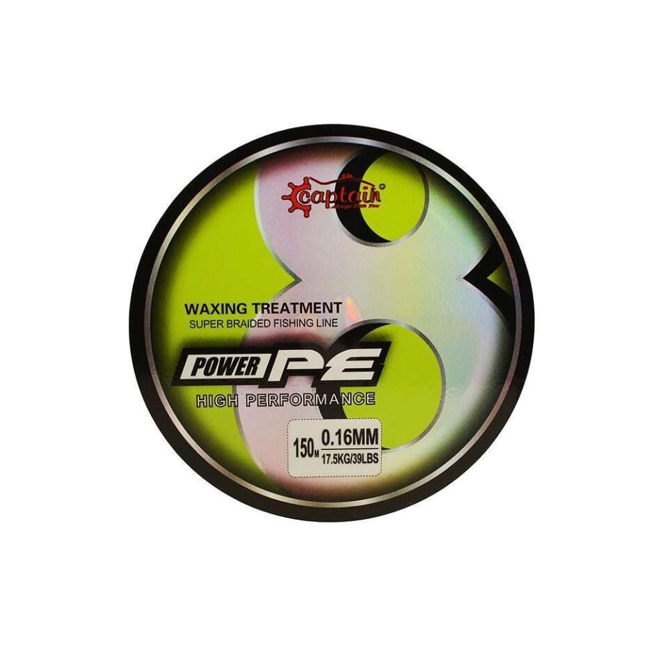 Captain X8 Power PE 8 Örgü Spin İp Misina 150mt Lemon Yellow