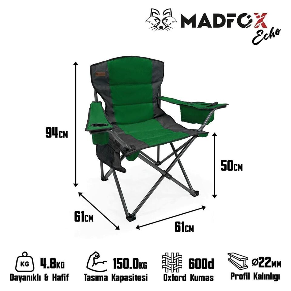 Madfox Echo Katlanır Kamp Sandalyesi Yeşil