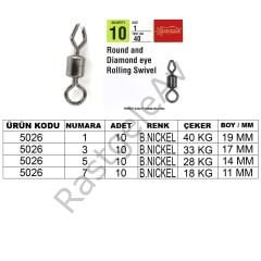 Captain 5026 Elmas Diamond Fırdöndü 10'lu Paket Black Nikel