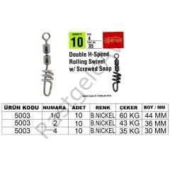 Captain 5003 Double H-Speed Screved Fırdöndü Black Nikel 5li Paket