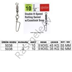 Captain 5038 Double Fırdöndülü Coastlok Klips 10'lu Paket Black Nikel