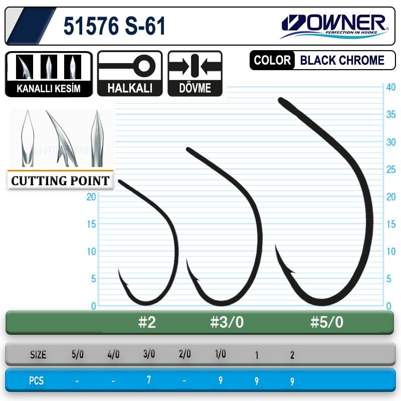 Owner 51576 S-61 Black Chrome İğne