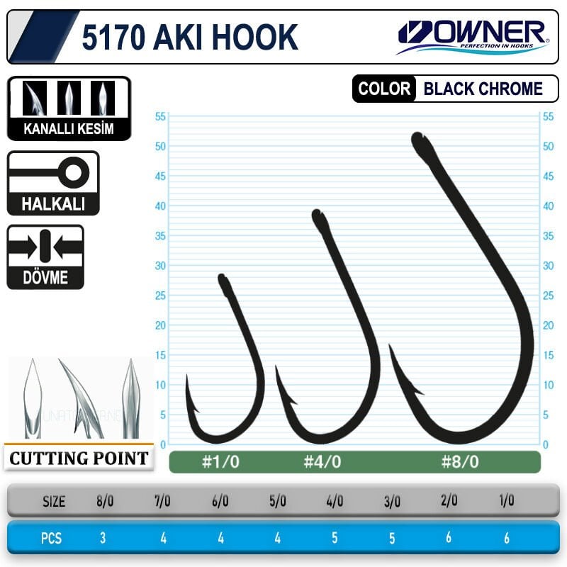 Owner 5170 Aki Hook Black Chrome İğne