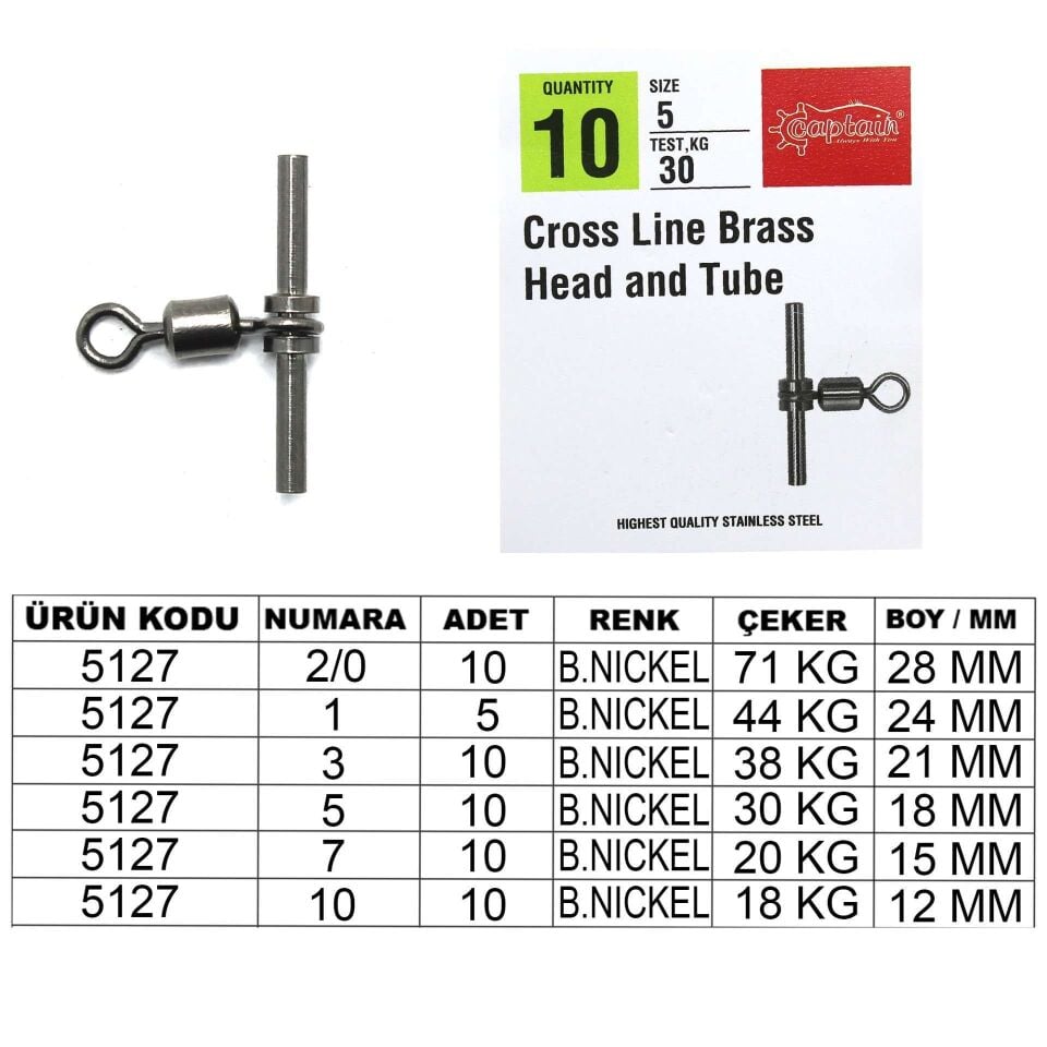 Captain 5127 Tube T Fırdöndü 10lu Paket Black Nikel