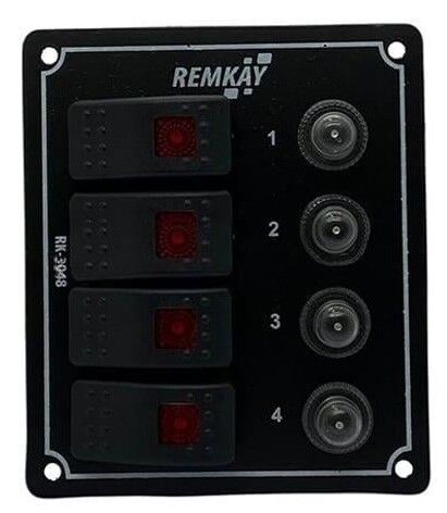 Remkay Siyah Switch Panel 4 lü Dikey Otomatik Işıklı Sigorta Paneli
