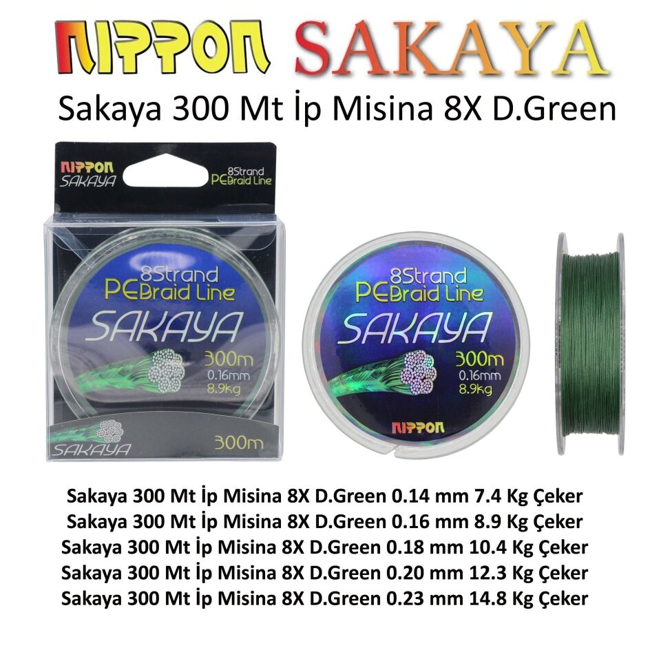 Sakaya 300 Mt İp Misina 8X D.Green